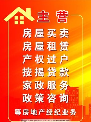 房地產(chǎn)中介公司經(jīng)營(yíng)范圍燈箱圖片 專業(yè)經(jīng)紀(jì)服務(wù)的視覺名片